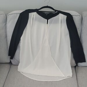 Express Black And Ivory Sheer Blouse